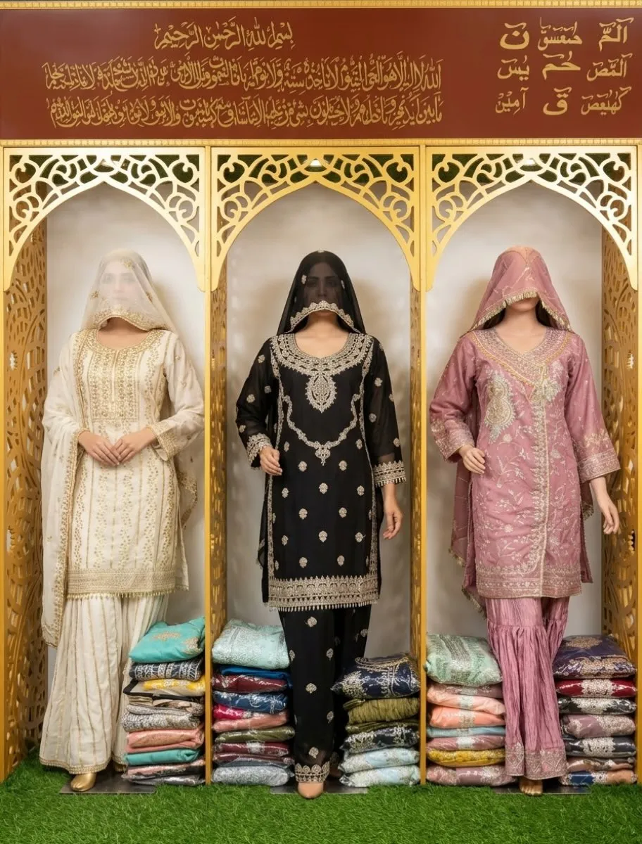 Gösterişli İşlemeli Gharara Seti · 3 Parça